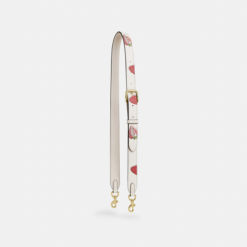 Coach Reversible Strap With Strawberry Print